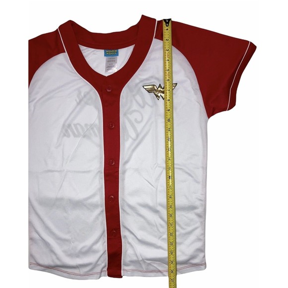 DC Comics Wonder Woman Baseball Jersey Raglan Button Down Licensed JRS Medium - Picture 6 of 12